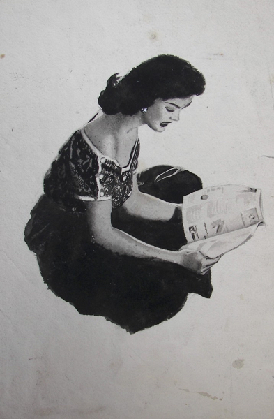 Pierce Rice Oil on Paper Woman 03